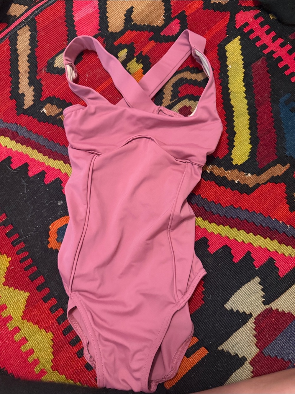 Kids Pink One-Piece dance leotard cross backed